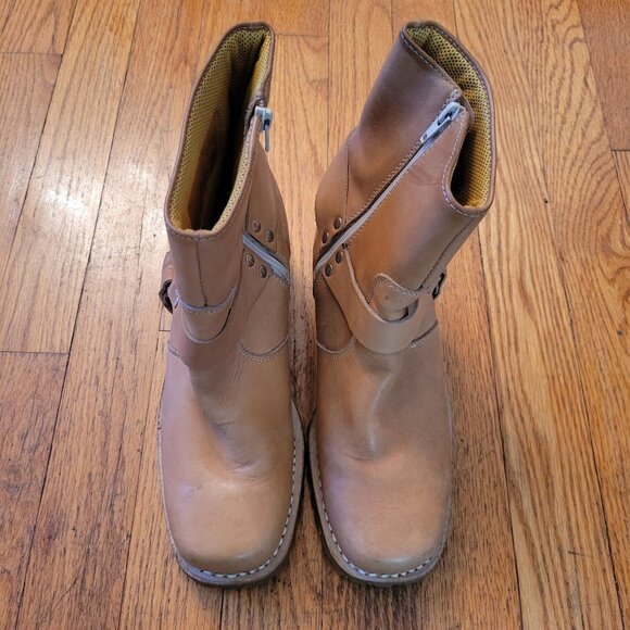 Vintage Durango Harness Moto Boots Tan Leather 6M Brazil Biker Engineer 90s y2k - Picture 2 of 8